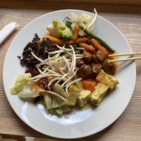 Vegan food from buffet  at Vegan Life in Prague