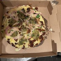 Vegan Chorizo and cheese pan pizza at Bourbon & Branch in Philadelphia