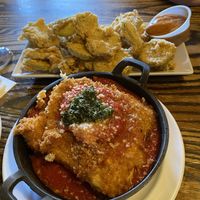 Fried Mozzarella and fried pickles   at Bourbon & Branch in Philadelphia