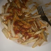 Vegan pizza fries  at Bourbon & Branch in Philadelphia