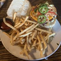 Vegan bahn mi sandwich with fries  at Bourbon & Branch in Philadelphia