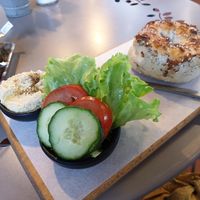 Hummus bagel at Beigelistai  in Vilnius