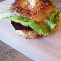 Beans and beet bagel at Beigelistai  in Vilnius
