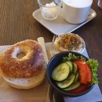 Hummus + Bagel at Beigelistai  in Vilnius