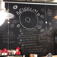 Menu chalkboard  at Beigelistai  in Vilnius