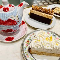 Lemon pie (foreground) & Snickers cake (background)  at Jo and Nana Cakes in Paris