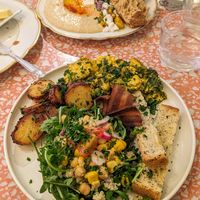 Breakfast brunch, and hummus feta plate at Jo and Nana Cakes in Paris