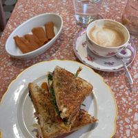 Grilled cheese and vegan salmon on the side  at Jo and Nana Cakes in Paris