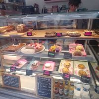 Selection of vegan pastries at Jo and Nana Cakes in Paris