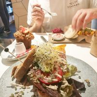 BLT veganized and background Tofu Scramble at Kek in Delft