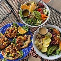 Hawaiian Pizza and Nourish Bowl  at Shayna B's By The Sea in Westbrook