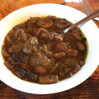 Best mushroom soup ever! at Shayna B's By The Sea in Westbrook