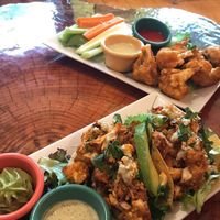 Buffalo cauliflower and buffalo tacos at Shayna B's By The Sea in Westbrook