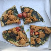 Spinach pesto pizza at Shayna B's By The Sea in Westbrook