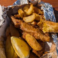 Vegan fish made of banana blossom! at Vegan Goods Market in Cape Town