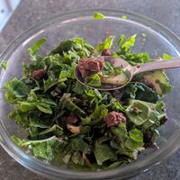Vegan biltong in salad! at Vegan Goods Market in Cape Town