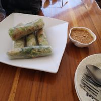 Fresh spring rolls with a great dipping sauce at Phonheuang Cafe in Luang Prabang