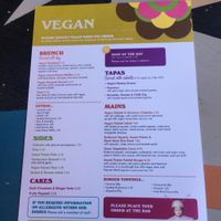 Vegan menu at Metro Lounge in Amersham