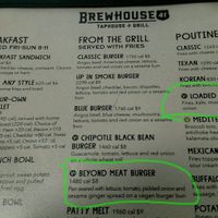 Vegan menu options at Brewhouse 41 Tap & Grill in Schererville