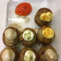 Extra mushyaki in my glass container, plus housemade sweet and spicy sauce at Bǎo Gū Shāo 寶菇燒 - Mushyaki in Taipei