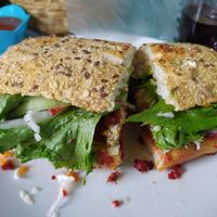 Chapata con chorizo at Boris Vegan Club in Mexico City