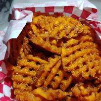 Half order of sweet potato waffle fries at Heavenly Buffaloes in Durham