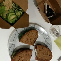 Salad, panini, cheesecake, cocoa balls at Missfagiola in Bologna