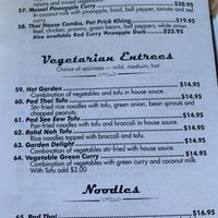 Vegetarian options - can be made vegan  at Thai House in Yakima