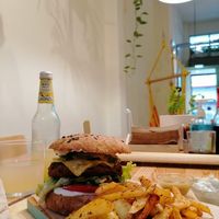Jackfruit burger at Peas in Athens