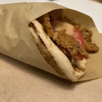 Pita with housemade seitan.   at Peas in Athens