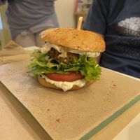 Lentil quinoa burgerrs  at Peas in Athens