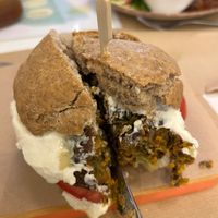 Mushroom burgers  at Peas in Athens