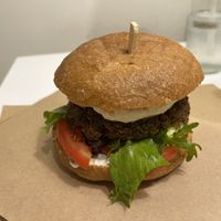 Mushroom burger  at Peas in Athens