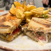 Skepasti (gyros pita with fries) filling. at Peas in Athens