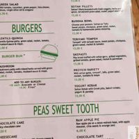 Menu at Peas in Athens