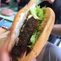 Mushroom burger at Peas in Athens