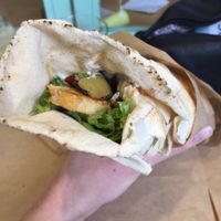 Tempeh & veggies pita wrap at Peas in Athens