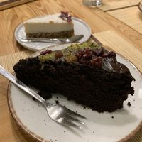 Chocolate cake and raw carrot cake - all vegan! at Peas in Athens