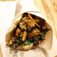 Seitan/mushrooms souvlaki at Peas in Athens