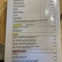 Menu at Peas in Athens
