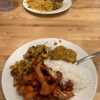 first of two plates for me and first of 3 for my date!  at Madras Mantra in Decatur