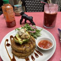 Corn and broccoli ‘fritters’: $20  at Nature Cafe/Bar in Frankston