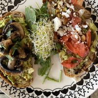 Avo toast and Mushies   at Nature Cafe/Bar in Frankston