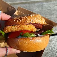 Breakfast burger :) at Nature Cafe/Bar in Frankston