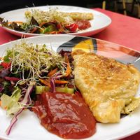 Feta and spinach triangles at Nature Cafe/Bar in Frankston