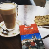 Great coffee and cake (ignore the book, I was doing holiday prep) at The Happy Teapot in Worthing