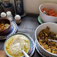 Hummus plus (that special bowl of chilis) fried potatoes.  at Shiva Cozinha Vegana in Florianopolis