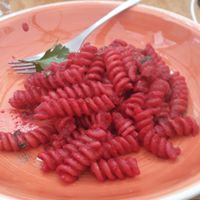 Fusilis a la remolacha! at Fruit' n co Vitamina Bar in Gran Canaria