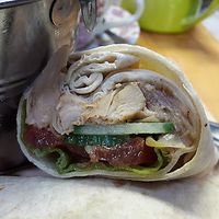 Jerk jackfruit wrap at The Barn in Scorton