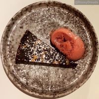 Vegan blood orange and chocolate tart at ASK Italian in Derby